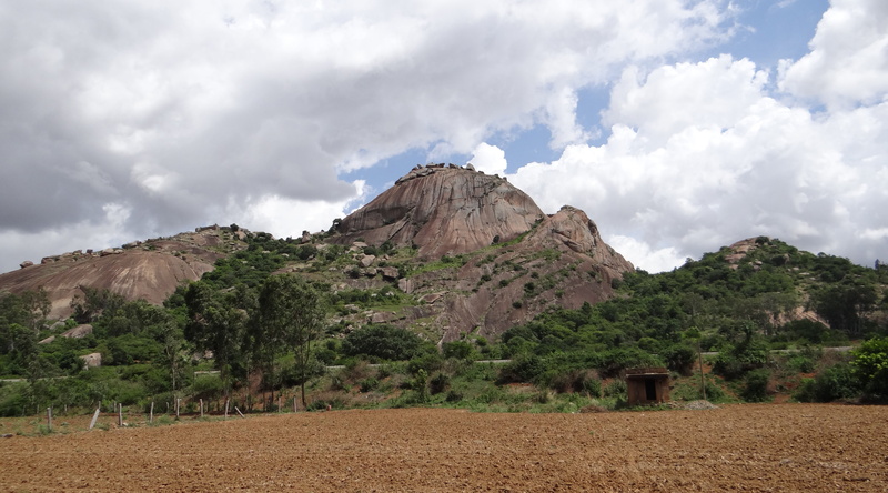 landscape, india, karnataka, beauty in nature, land, eroded, rock - object, solid, rock, tree, sky, formation, non-urban scene, mountain, mountain peak