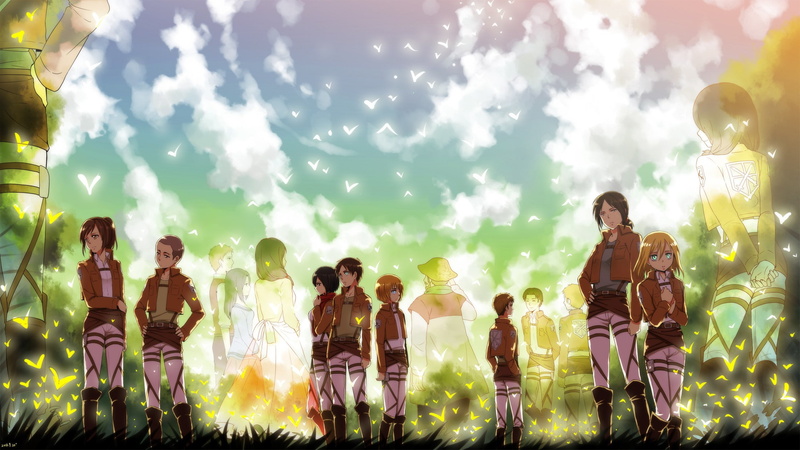 Eren Jaeger, soldiers, field, qianxi, 1080P, shingeki no kyojin, silhouette, guys, mikasa ackerman, sasha braus, moxie qianxi, christa renz, sadness, armin arlert