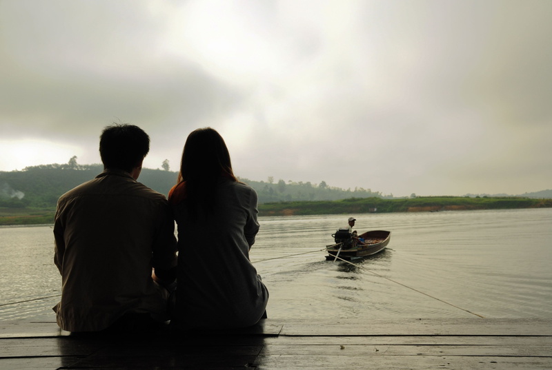 couple, love, transportation, leisure activity, people, back Lit, silhouette, sleeved, lake, outdoors, vacations, river, sky, long, water, evening, travel Destinations