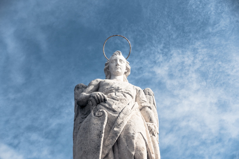 history, architecture, no people, córdoba, sky, cloud - sky, creativity, art and craft, female likeness, spain, solid, halo, low angle view, male likeness