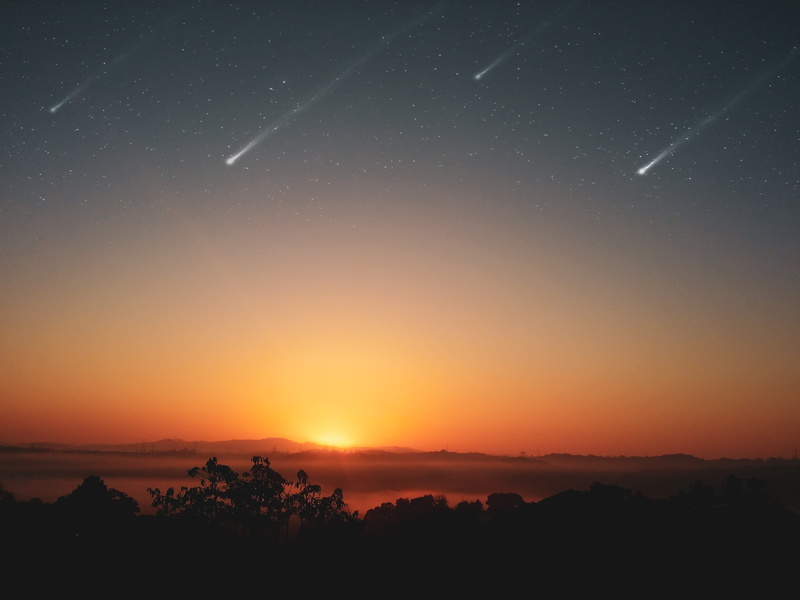 HD, idyllic, atmosphere, galaxy, outdoors, sunset, tranquil scene, star, photo, night, majestic, 4K, shooting stars, scenics - nature, sunrise