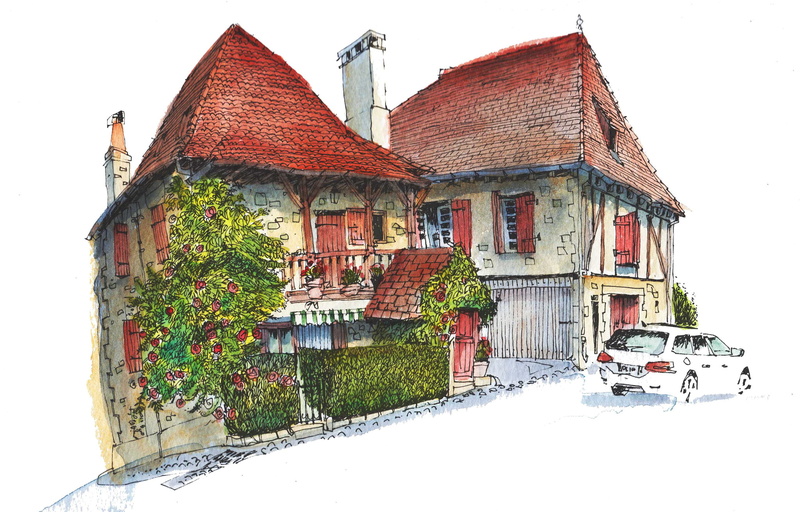 paint, house, France, the city, car, figure, 1080P, Gagnac-Sur-Cere