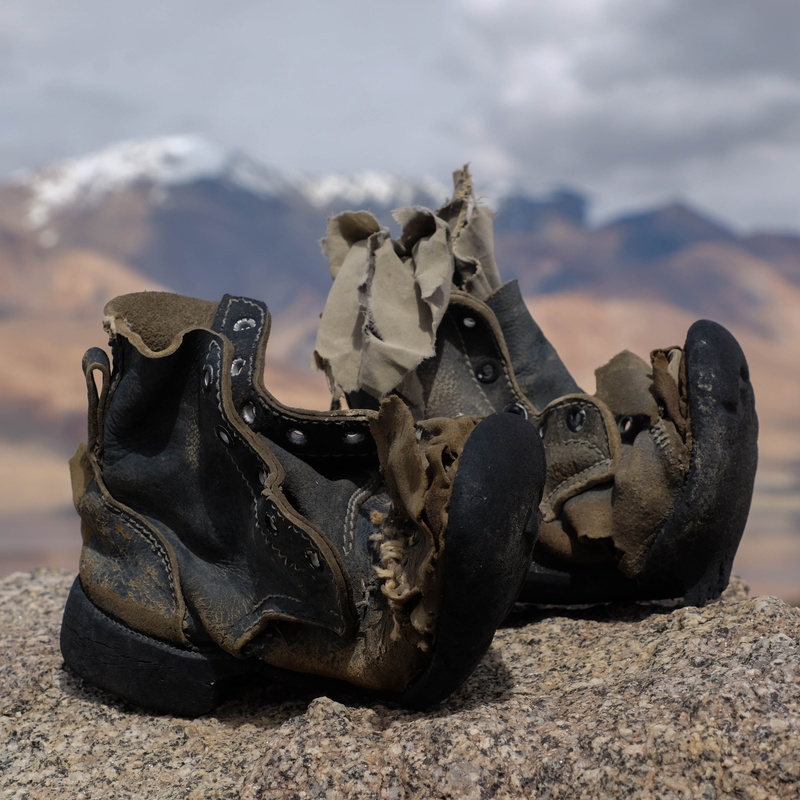 2K, shoe, absence, still life, india, focus on foreground, no people, personal accessory, land, ladakh, himalaya, mountain, black color, boot, hiking