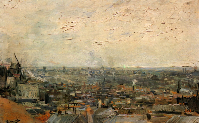 an overview of the city, View of Paris, Vincent van Gogh, from Montmartre, 2K