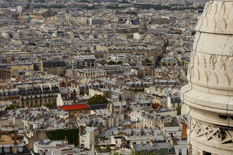 building, travel destinations, aerial, paris, daytime, outlook, homes, streets, places of interest, religion, crowded, air, built structure, townscape
