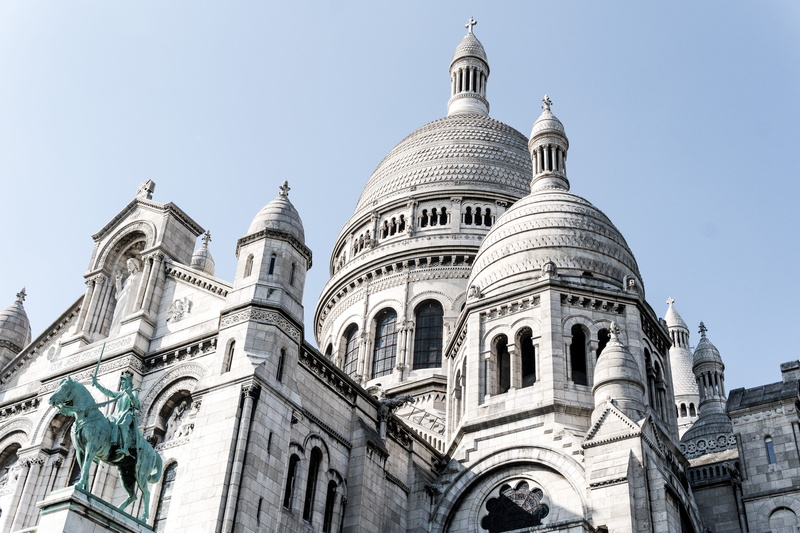 place of worship, sacré-cœur, architecture, church, religion, sacre, building, clear sky, white, building exterior, nature, france, religious, butte montmartre
