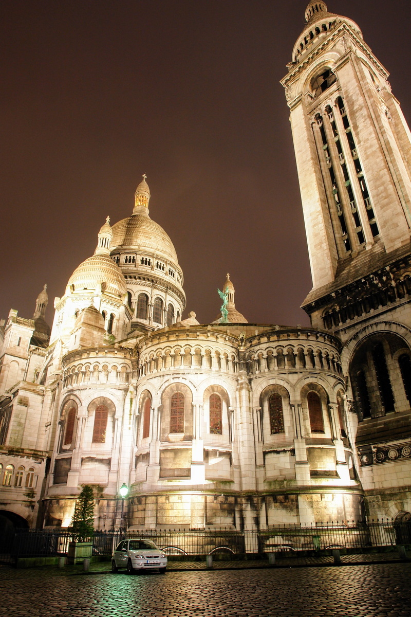 sky, 4K, montmartre, travel destinations, abendstimmung, places of interest, travel, basilica, france, building, dome, built structure, tourism, building exterior