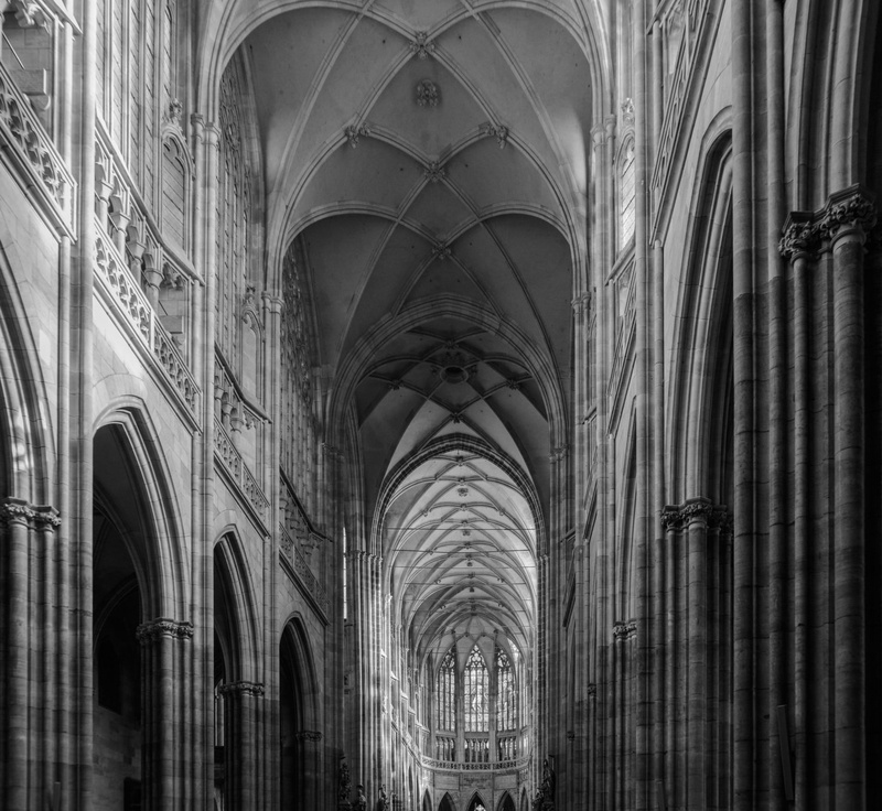 abbey, Architecture, Detail, prague castle, colonnade, painting, 1080P, the past, building exterior, ceiling, Prague, ceiling router, travel destinations