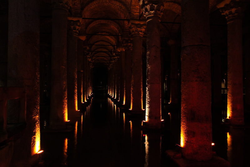 night, in a row, spectacular, 5K, turkey, basilica cistern, illuminated, direction, place of worship, dark, the way forward, the past, architecture, belief
