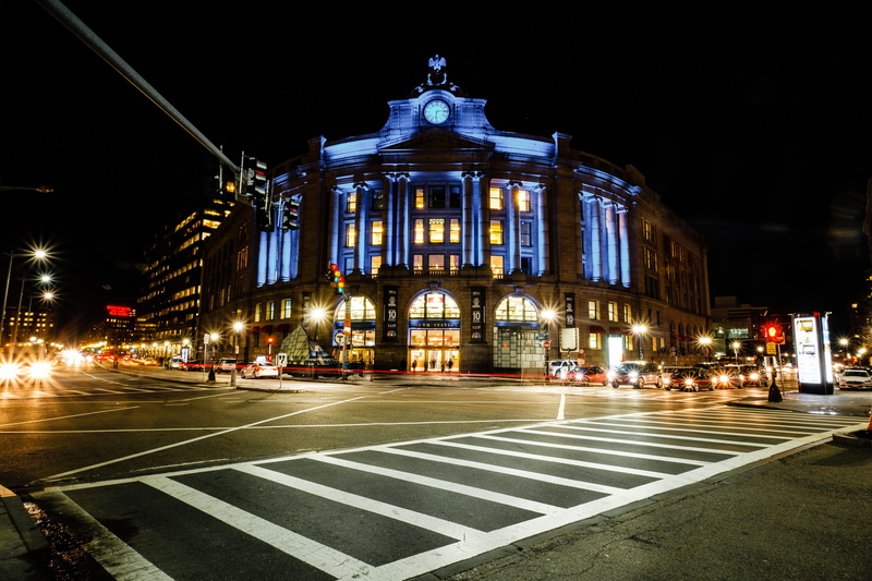 building exterior, city, symbol, travel destinations, built structure, no people, establishment, night, nightlife, mall, 4K, vehicle, illuminated, crosswalk