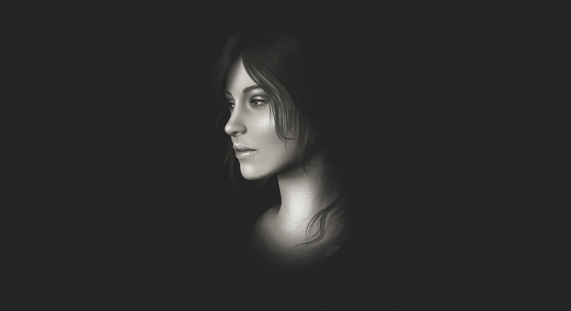 by Elisa Guerra, Lara Croft, Minimalism, Tomb Raider, Face, Elisa Guerra, Girl, Background, 1080P, The game