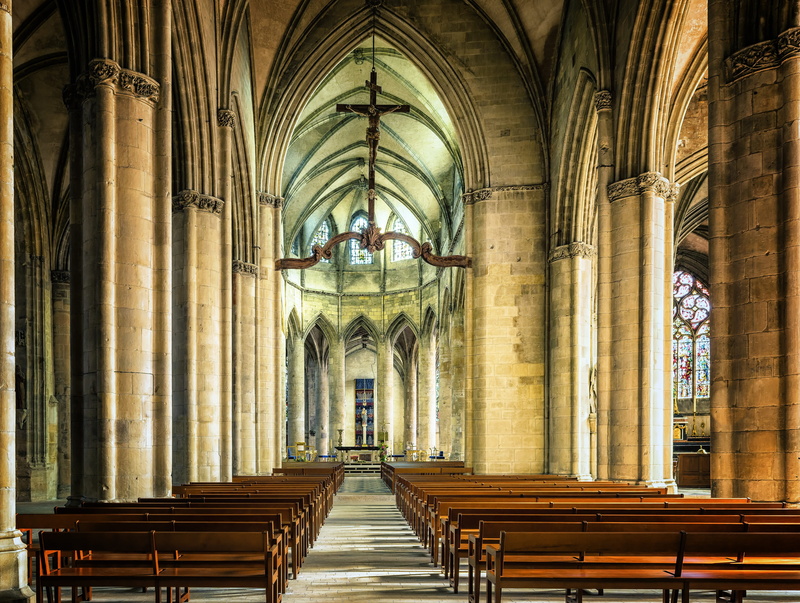 altar, bench, empty, fair, gothic style, no people, indoors, seat, church pews, benches, rest, god, place of worship, saint luh, in a row, awe, cathedral