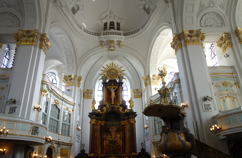 human representation, architecture, belief, michaelis church, christianity, altar, ceiling, hamburg, pray, prayer, spirituality, art and craft, low angle view
