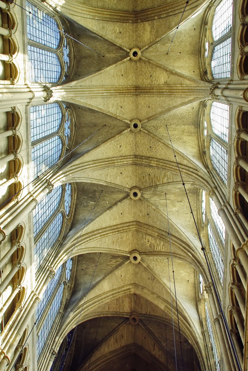 arc, history, ribs, pattern, faith, vaults, window, no people, clarity, 4K, in a row, reims, nave, architecture, directly below, glass - material, ceiling