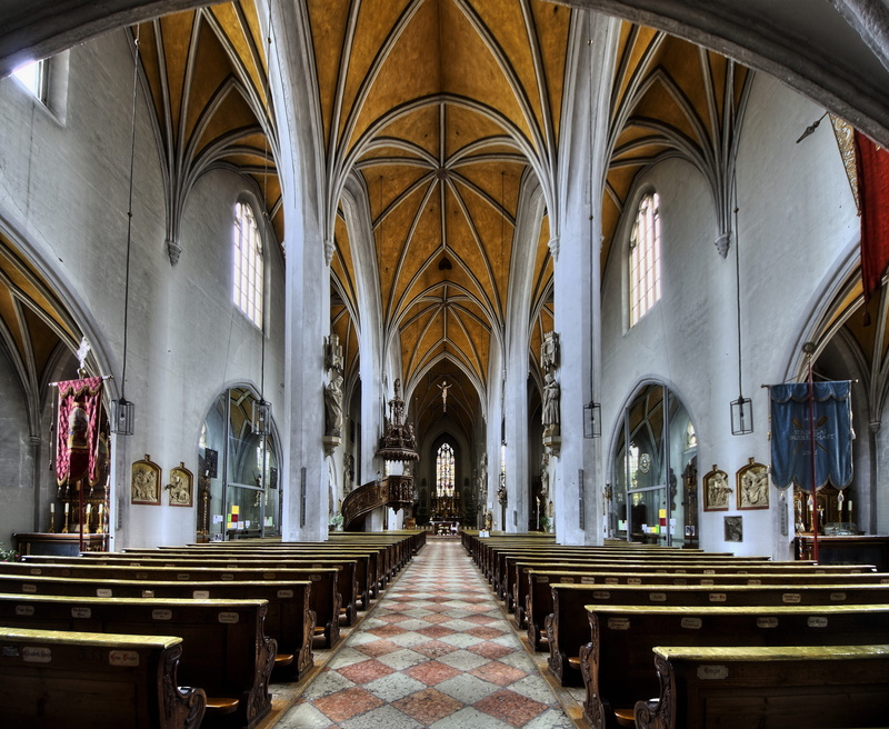 seat, Inn, history, bench, nave, ceiling, architecture, place of worship, architectural column, Wasserburg, belief, 4K, christianity, religious equipment