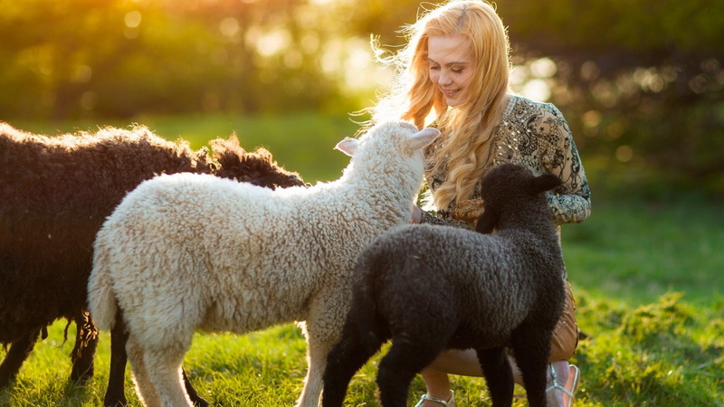 domestic animals, women, animals, domestic, 1080P, one person, plant, pets, grass, blonde, sunlight, mammal, woman, adult, photo, women outdoors, three