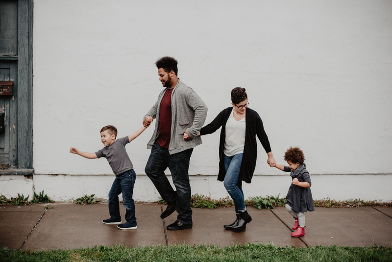 child, walking, mother, son, females, offspring, day, men, positive emotion, man, street, dad, outdoors, real people, four, leisure activity, casual clothing
