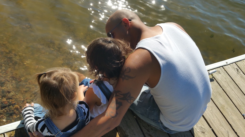 together, girls, lifestyles, real people, parent, family, 5K, single father, nature, women, outdoors, lake, latin, bonding, love, two people, dock, fatherhood