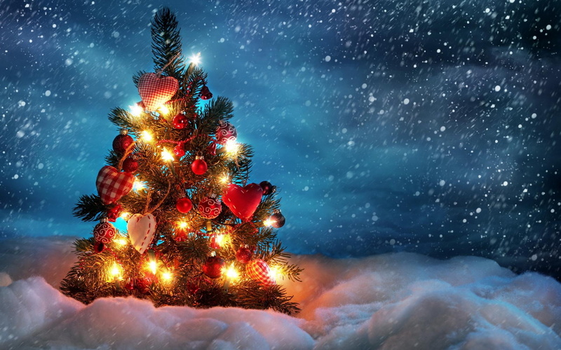 fur, 1080P, garland, christmas, year, new, ornaments, snow, fur-tree, tree, new year