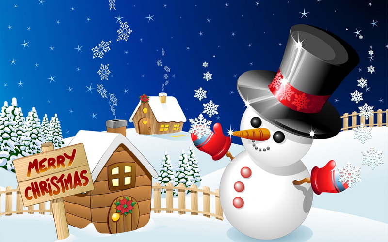 snow, houses, pc, hd, wood, winter, phones, merry, 2K, mobile, snowman, christmas, desktop, tablet