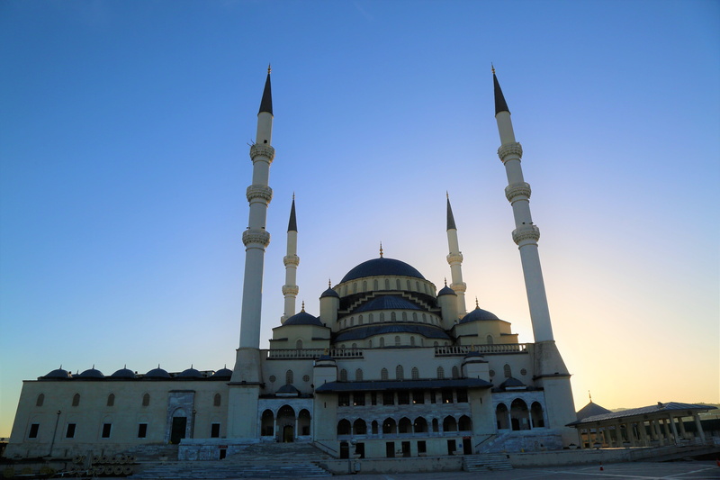 place of worship, landscape, outdoors, cami, islam, belief, architecture, travel, ankara, spirituality, architectural column, spire, kocatepe, blue, 5K