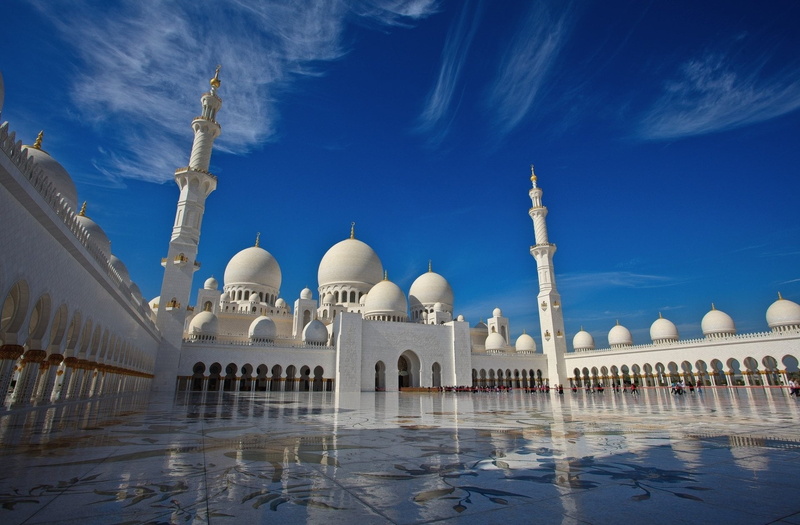 belief, cloud - sky, built structure, the past, building, spirituality, Abu Dhabi, water, Sheikh Zayed Grand Mosque, travel, outdoors, place of worship