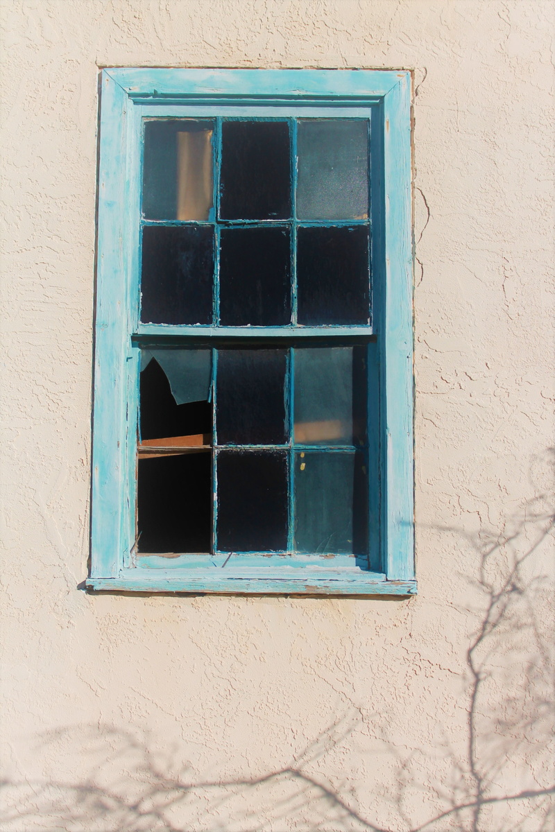 turquoise paint, window cross, 4K, geometric shape, abandoned church, cross, no people, cross design, sunlight, low angle view, haunted church, broken glass