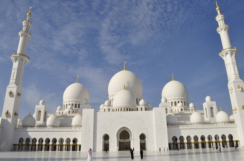 nature, muslim, outdoors, famous Place, sheikh Zayed Mosque, travel, sky, building exterior, sun, spirituality, architecture, white color, minaret, abu Dhabi