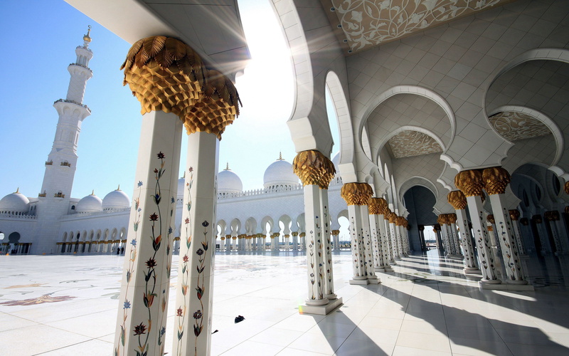 floral, 4K, zayed, mosque, decorated, hd, sheikh, decoration, marble, grand, white, columns,