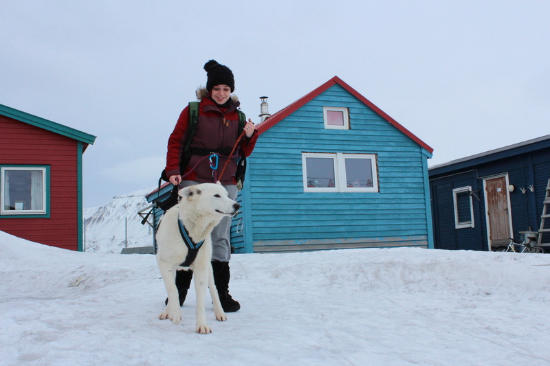 small, one person, norway, girl, full length, house, svalbard, animal themes, architecture, mammal, laika, domestic animals, built structure, warm clothing