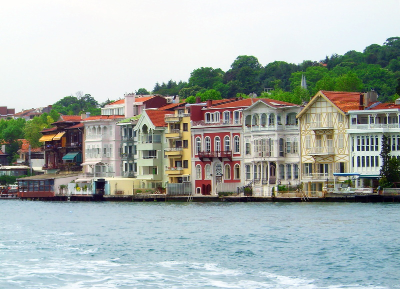 houses facades, apartment, residential district, 2K, transportation, istanbul, row house, homes, building exterior, bosphorus, passenger craft, city, mode of transportation