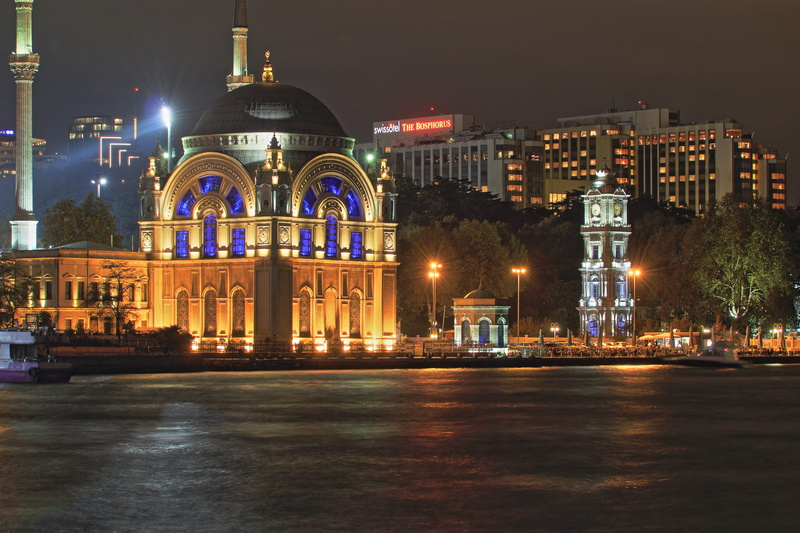 religion, travel, concrete, turkey, gray, government, night, place of worship, black, the past, mosque, istanbul, history, building, illuminated, travel destinations