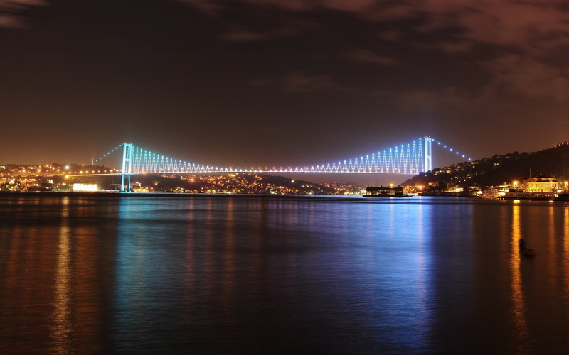 city, bridge, reflection, sea, istanbul, road, turkey, 2K, marmara