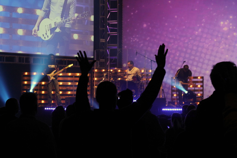 worship leaders, praising, togetherness, illuminated, church, large group of people, worship, silhouette, human arm, band, 5K, music festival, god, adult