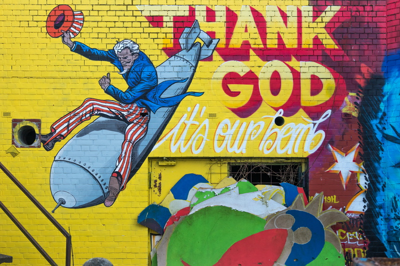 5K, blue, sam, ride, artwork, colour, creativity, painting, uncle, comic book, bomb, wall, arts culture and entertainment, multi colored, day, representation