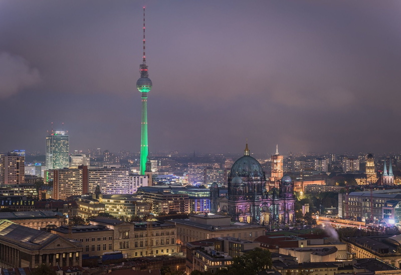 Europe, Sky, Light, City, Cities, Berlin, Night, Skyline, Cathedral, Architecture, Cloud, 1080P, Germany