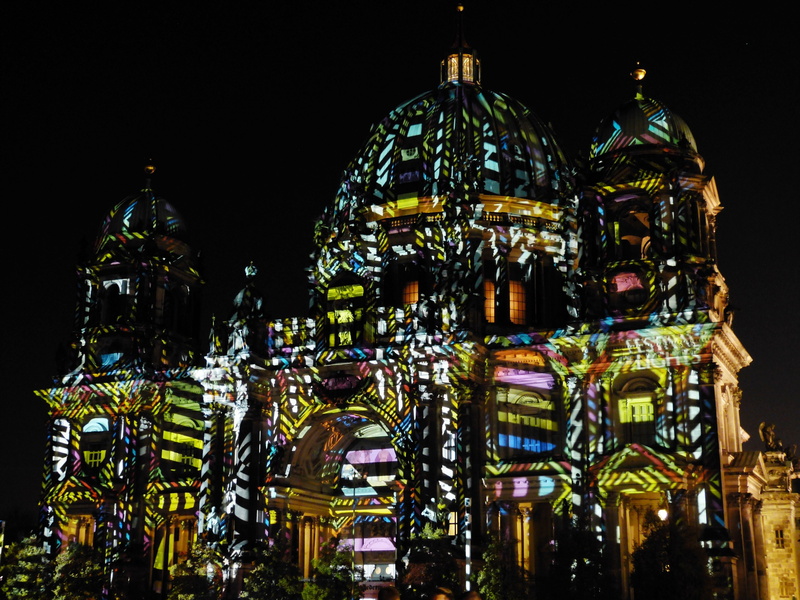 berlin, religion, lighting, dome, built structure, place of worship, multi colored, travel destinations, illuminated, architecture, building, berlin at night