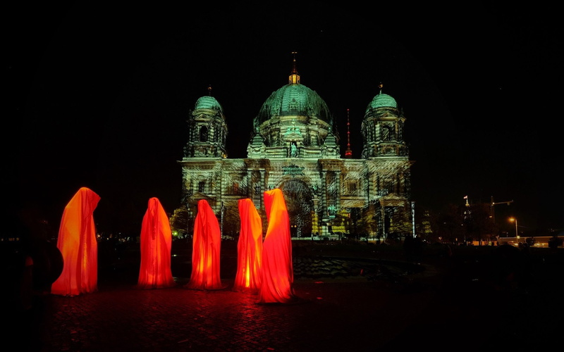 Dome, People, Orange, Berlin Cathedral, Architecture, Germany, Hood, Cathedrals, Night, Berlin, 1080P