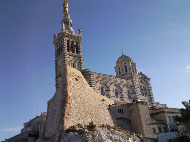 provence, cities, france, basilique, panorama, architecture, notre-dame-de-la-garde, panoramic, monuments, urban, marseille, 2K, temple