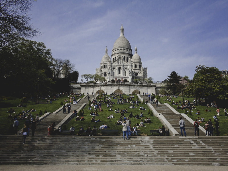 basilique du sacré cœur de montmartre, stairs, 2K, built structure, city, travel, background, sacré-cœur, religion, the past, basilique, church