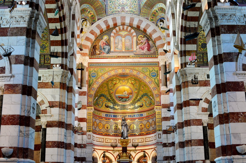 panorama, france, monuments, basilique, marseille, temple, architecture, urban, 4K, cities, panoramic, provence, notre-dame-de-la-garde