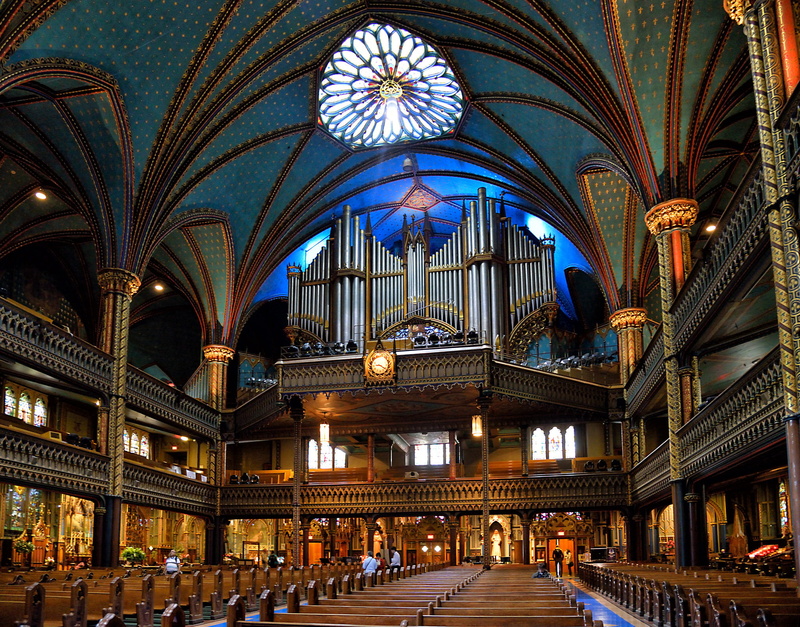 Church, body, column, The Notre Dame Basilica, Canada, balcony, 1080P, religion, Basilique Notre Dame de Montreal
