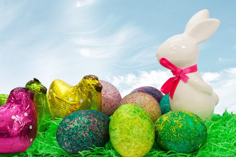 easter decorations, eastern, pink, easter, close-up, turquoise, painted egg, green, custom, ribbon, hen, cultures, still life, meister lampe, group of objects