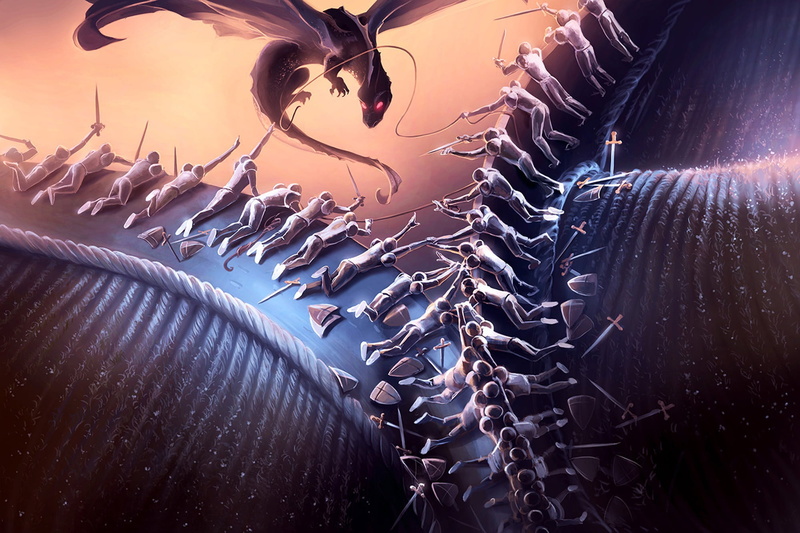 1080P, concept art, warriors, fantasy, zippers, weapons, digital art, Dragon, soldiers, shield, armor, artwork, swords, battle, fantasy art