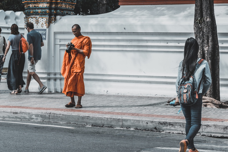 dslr, religion, cultures, buddhism, outdoors, tourism, editorial, candid, famous Place, travel, taking photo, photographer, praying, street, asia, people