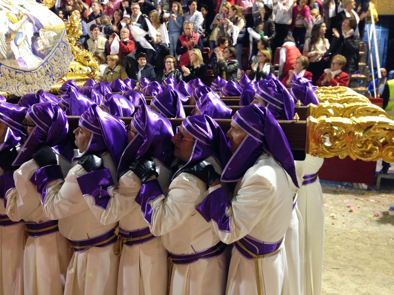 purple, traditional clothing, large group of people, day, celebration, traditional festival, lorca, holy week, togetherness, lifestyles, procession, men