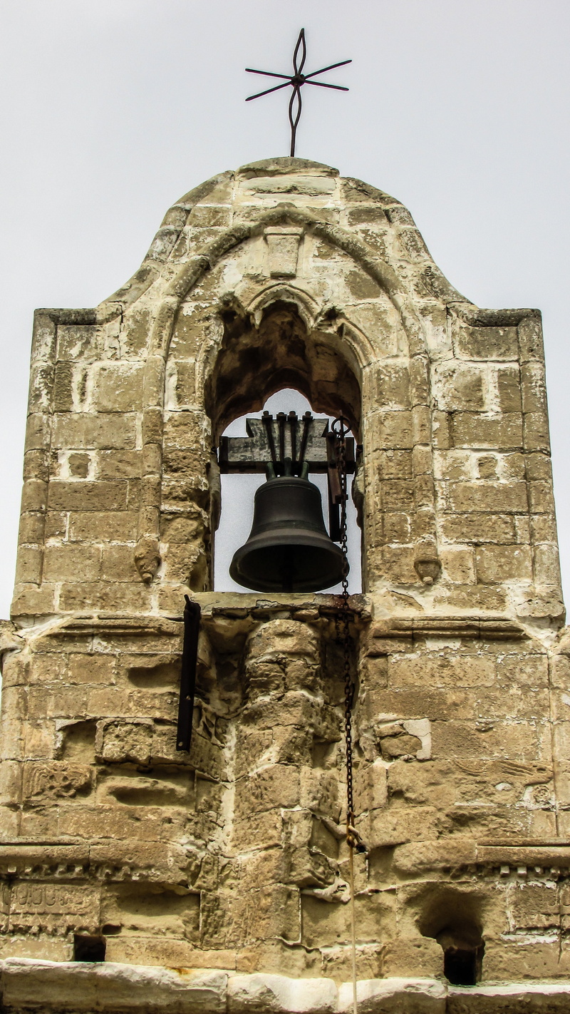 sky, building exterior, no people, human representation, church, building, stone wall, cyprus, belief, spirituality, built structure, outdoors, clear sky