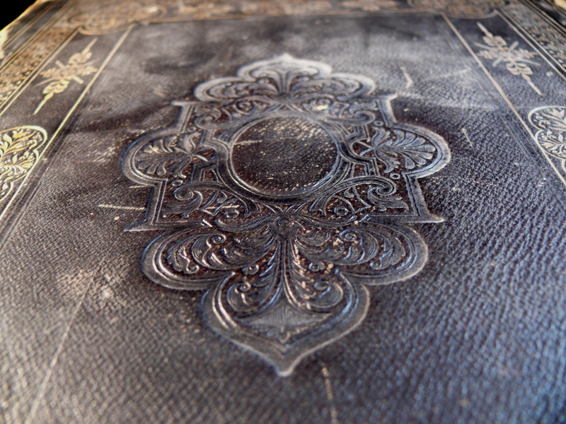 close-up, black, religion, the past, fairy, story, book, read, metal, dusty, studio shot, tale, page, text, full frame, textile, history, indoors, rug