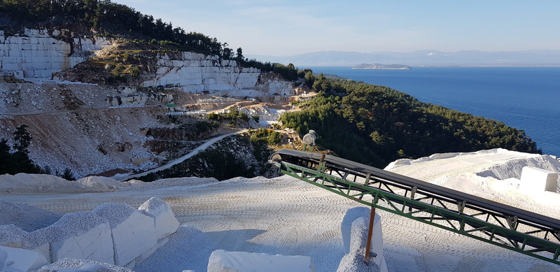 quarry, mountains, architecture, day, mountain, plant, scenics - nature, tranquil scene, pine, white, no people, sea, building exterior, dam, high angle view