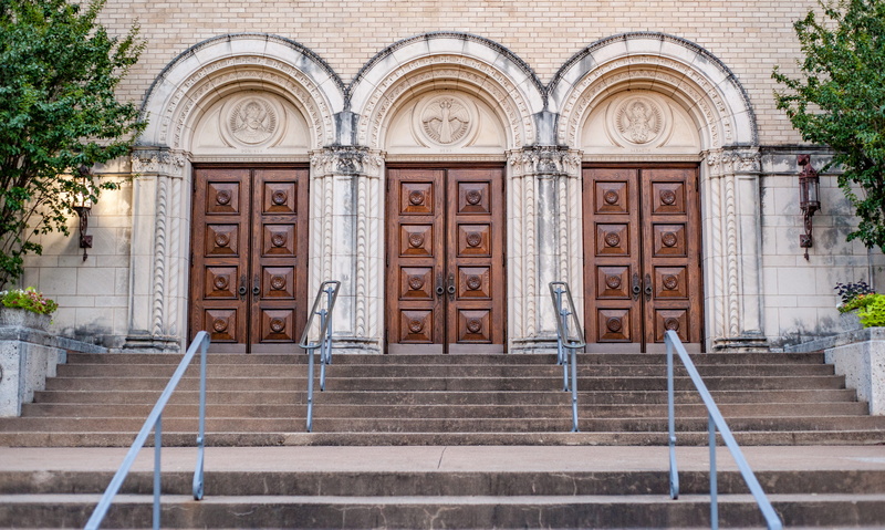 church, arch, window, building, steps, staircase, entrance, door, stairs, doors, outdoors, 4K, steps and staircases, architecture, street, dallas, city
